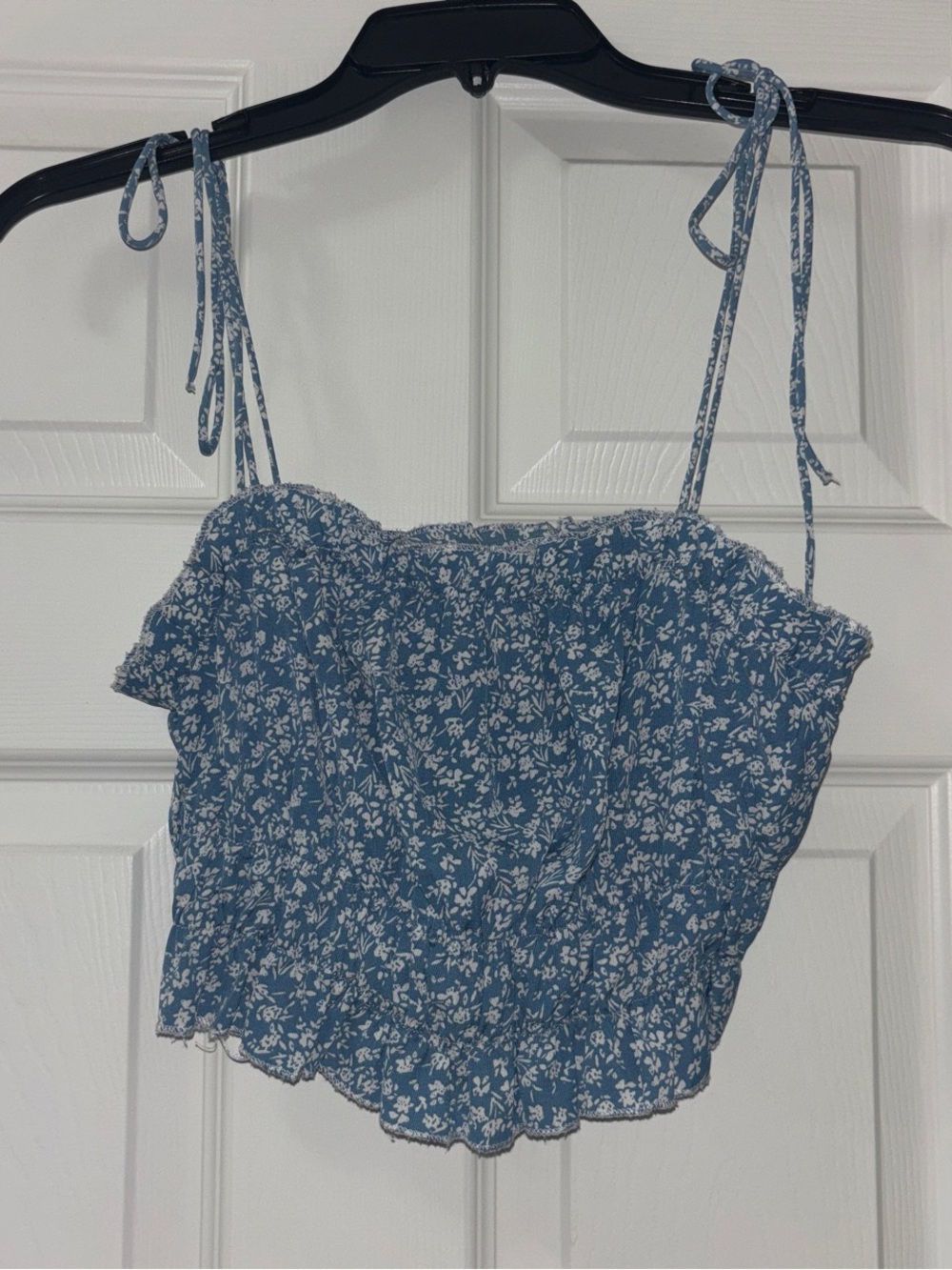 SHEIN Blue White Floral Tie-Strap Camisole